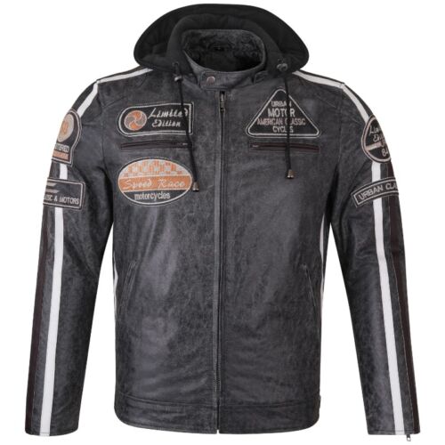 leren motorjas grijs